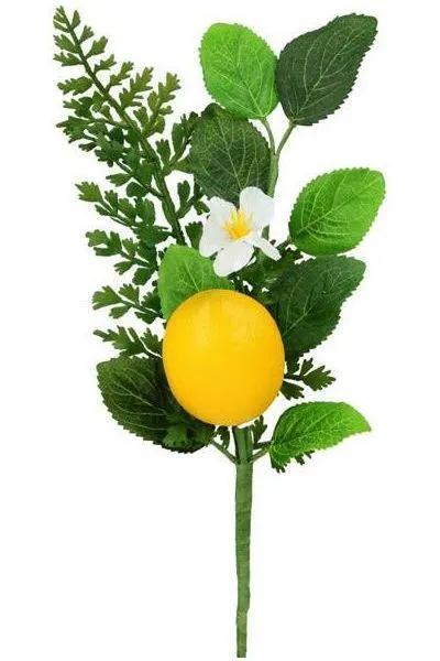 10" Mixed Greenery Lemon Floral Stem Pick