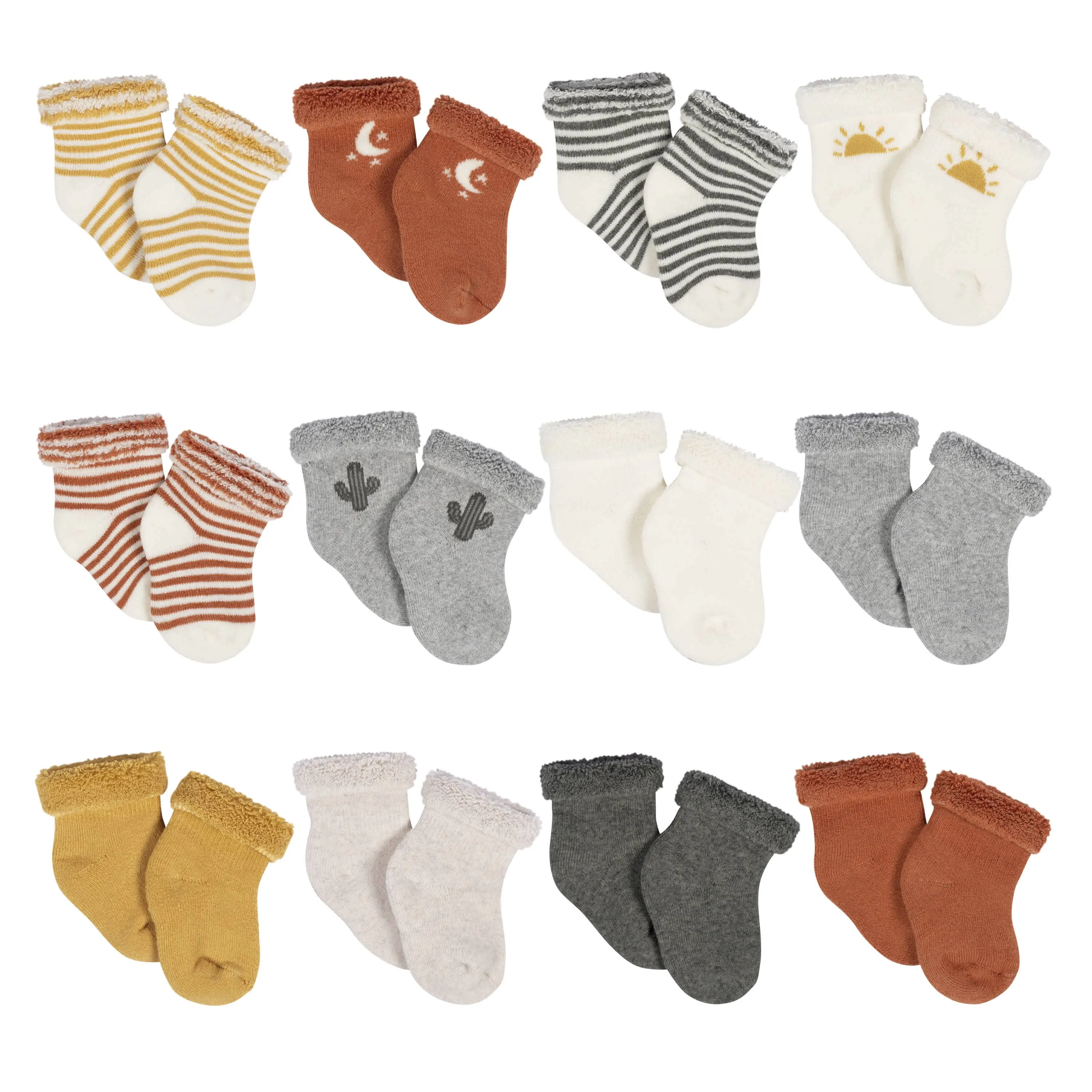 12-Pack Baby Neutral Southwest Terry Wiggle Proof® Socks