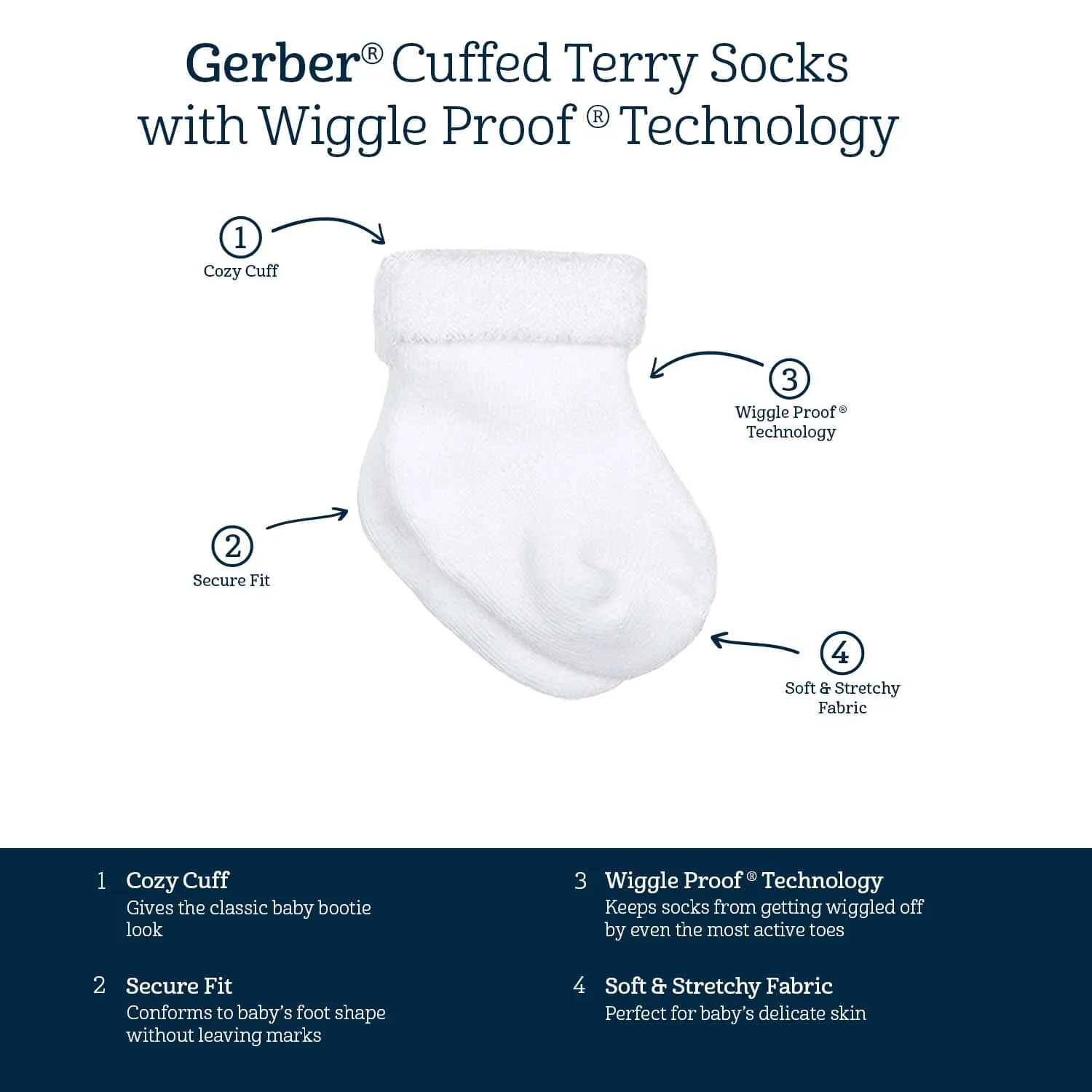 12-Pack Baby Neutral Southwest Terry Wiggle Proof® Socks