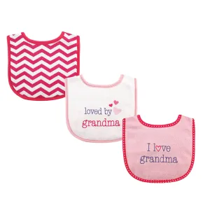 3-Pack Baby Girls' Grandma Drooler Bibs 02367