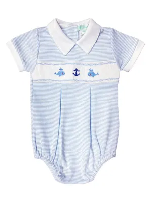 Anchor and whales Baby Boy Smocked Pima Cotton Romper