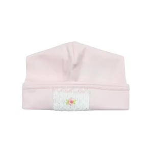 Baby Girl Pink Hand Smocked Rosebud Hat