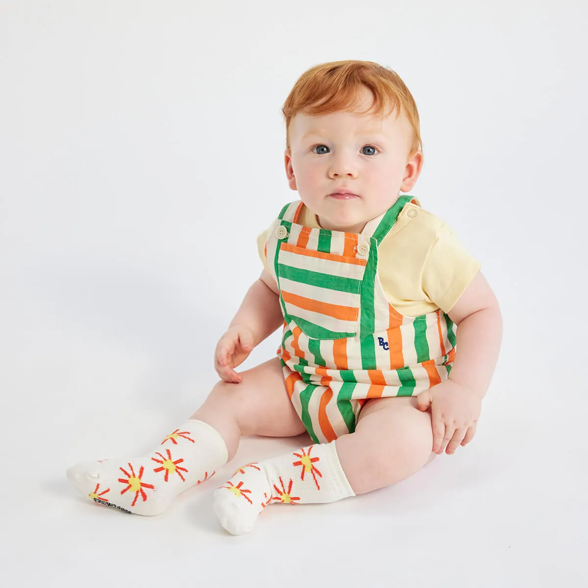 Baby Vertical Stripes Woven Romper by Bobo Choses