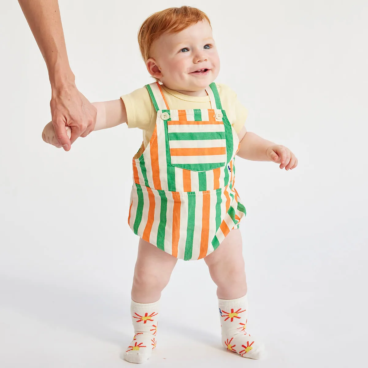 Baby Vertical Stripes Woven Romper by Bobo Choses