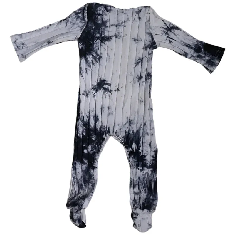 Black Ribbed Tie-Dye Romper