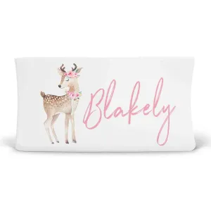 Blakely's Woodland Deer Personalized Changing Pad Cover