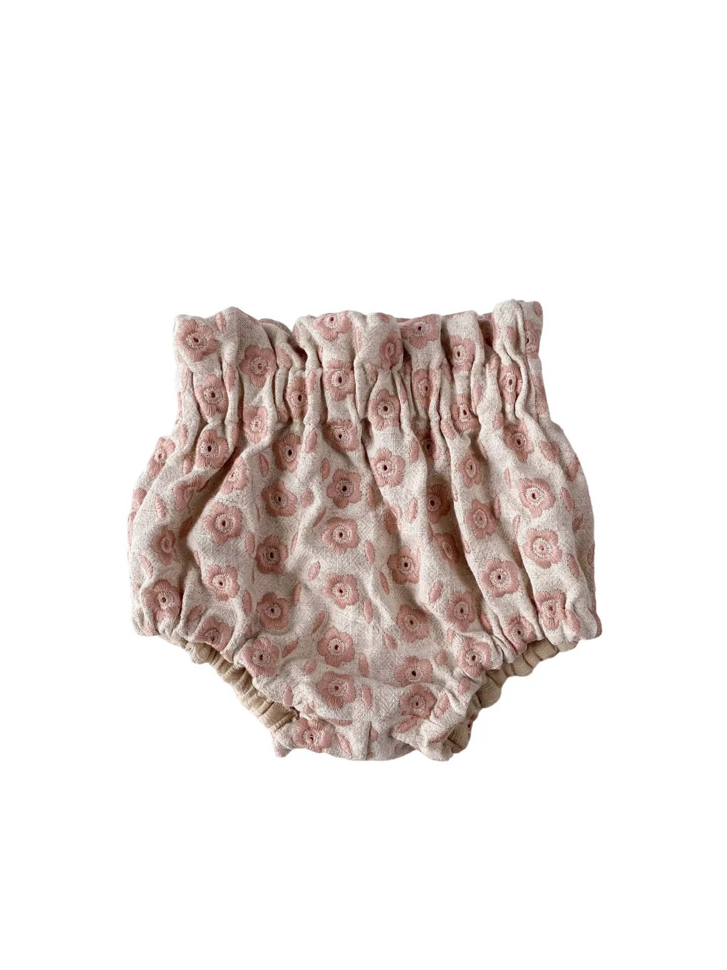 Bloomers / embroidered floral linen - blush