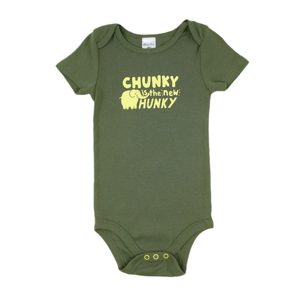 Children King Cotton Graphic Print Half Sleeves Romper - Chunky Is The New Hunky