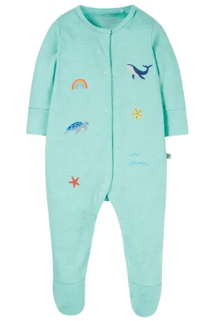 Frugi Baby Boys Rainbow Sea Lovely Embroidered Babygrow