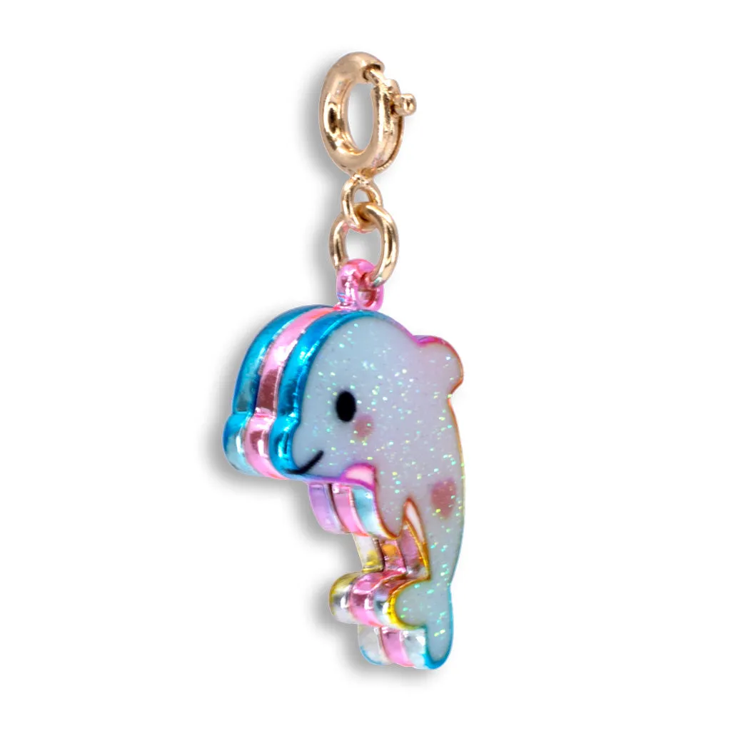 Gold Glitter Tie-Dye Dolphin Charm