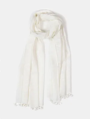 Jamdani Khadi Shawl In Ivory