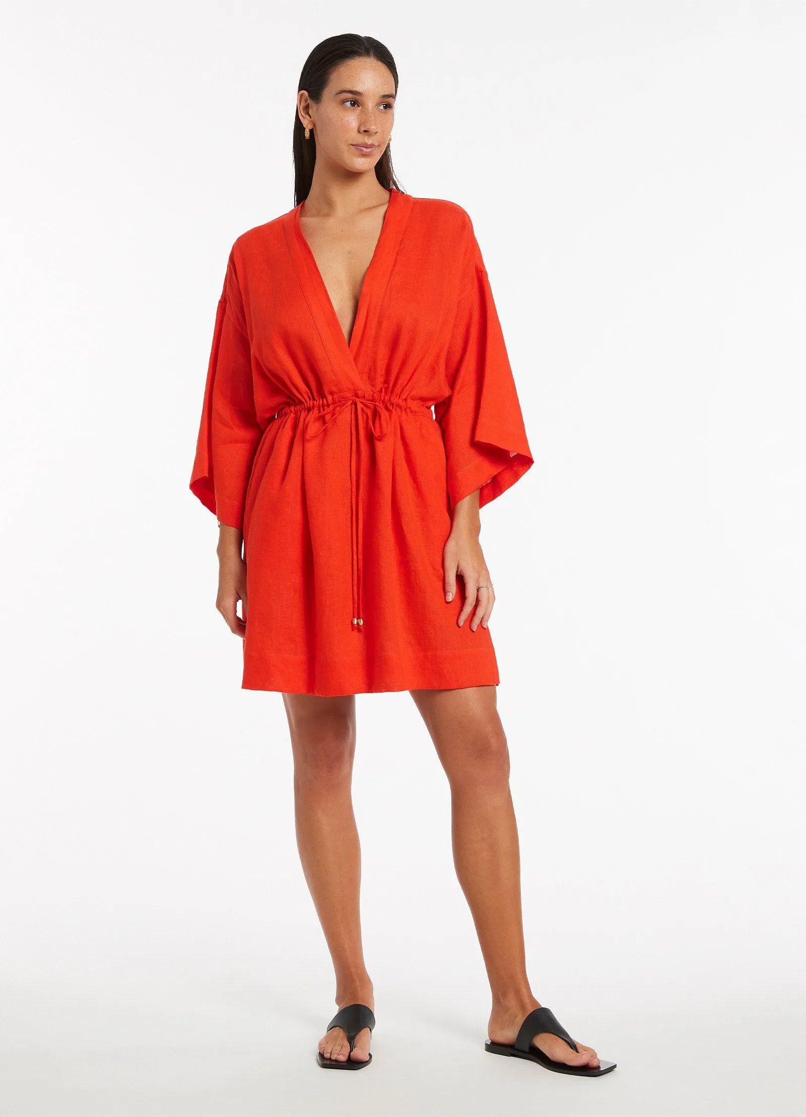 Jetset Gather Front Kaftan - Fiamma