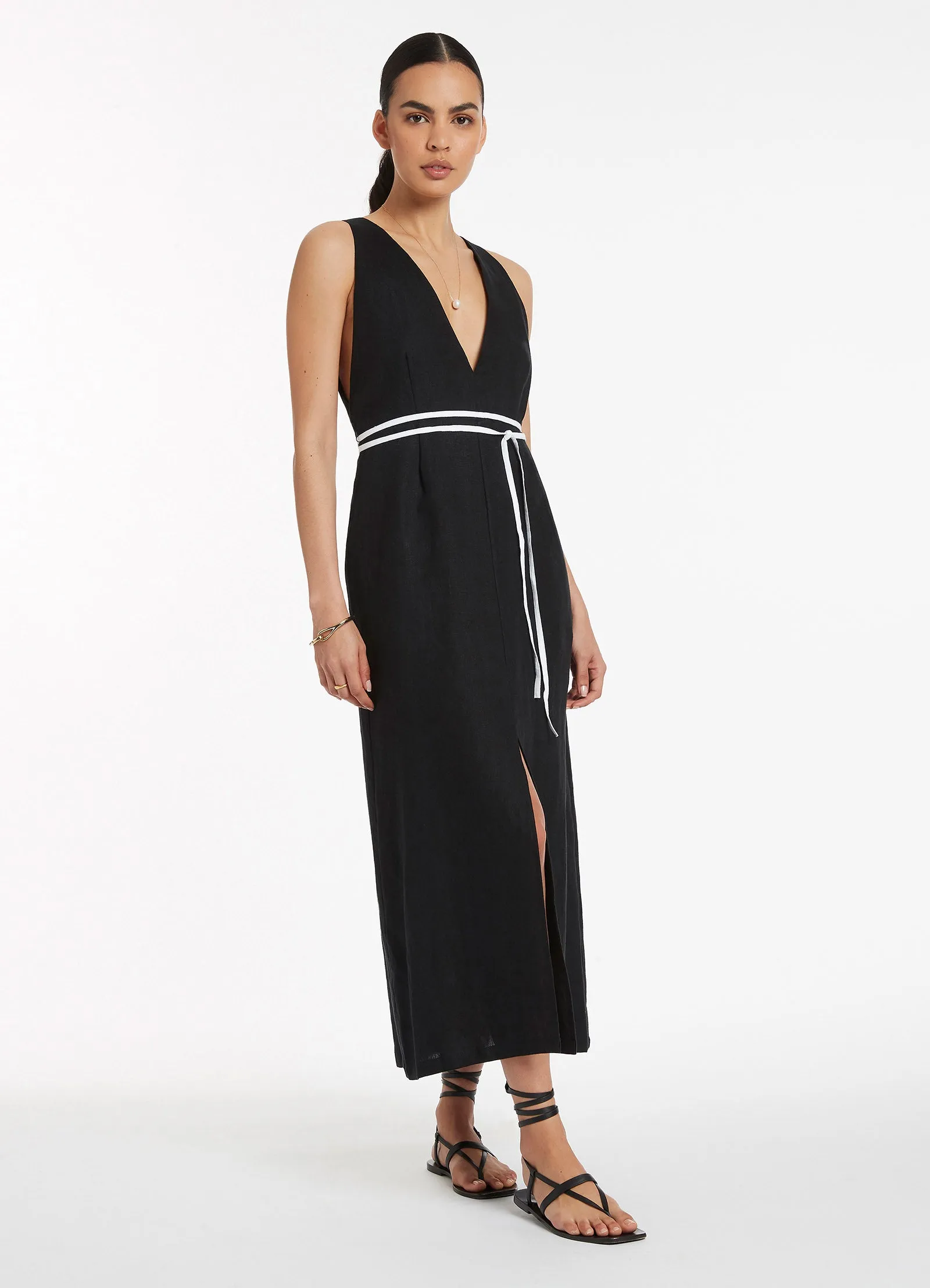 Jetset Plunge Belt Dress - Black