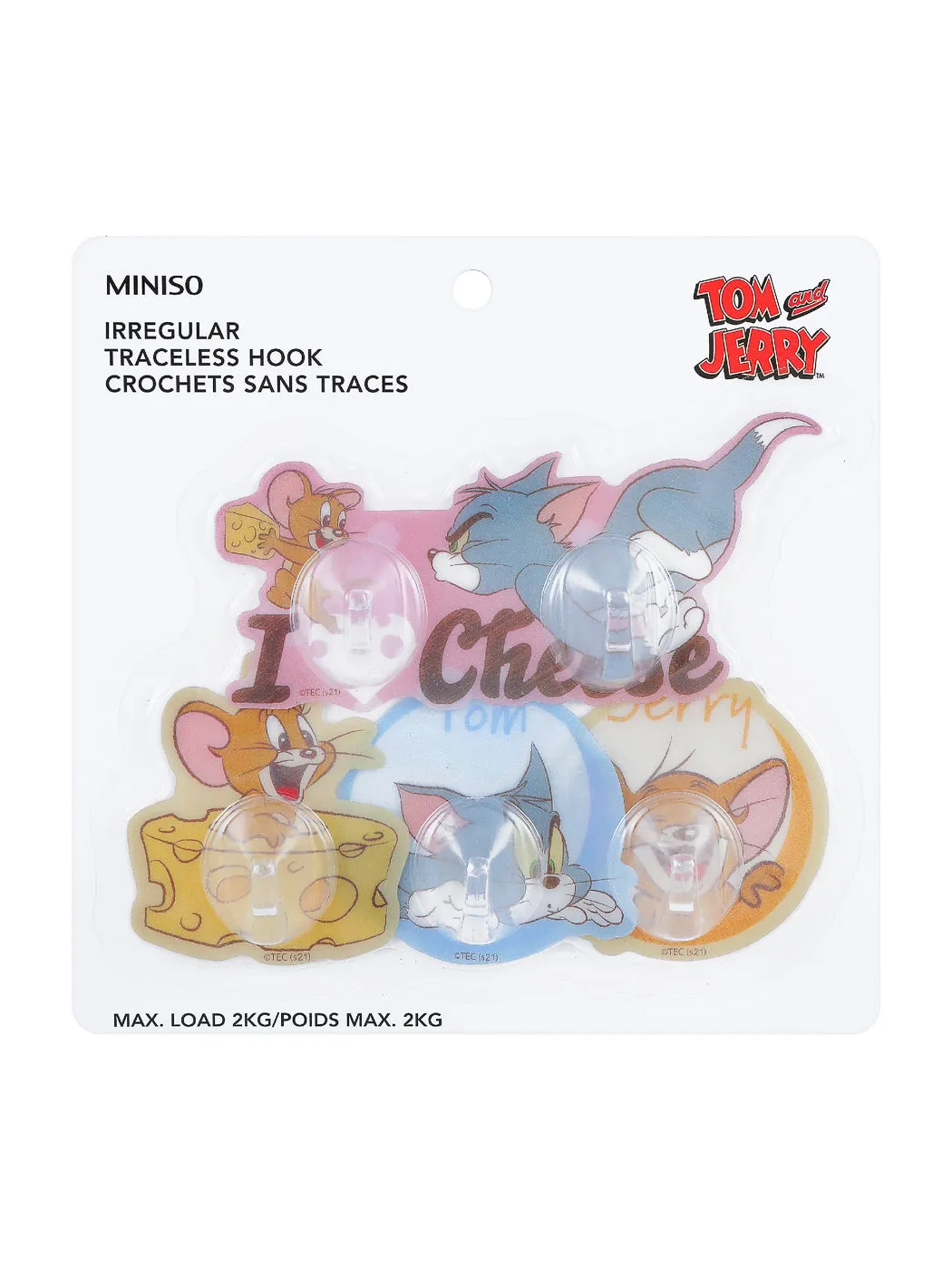 MINISO Tom & Jerry I Love Cheese Collection Traceless Hook