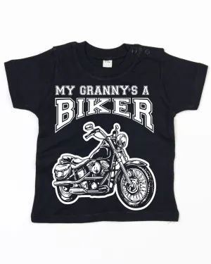 My Granny's a Biker Cool Baby T Shirt in Black