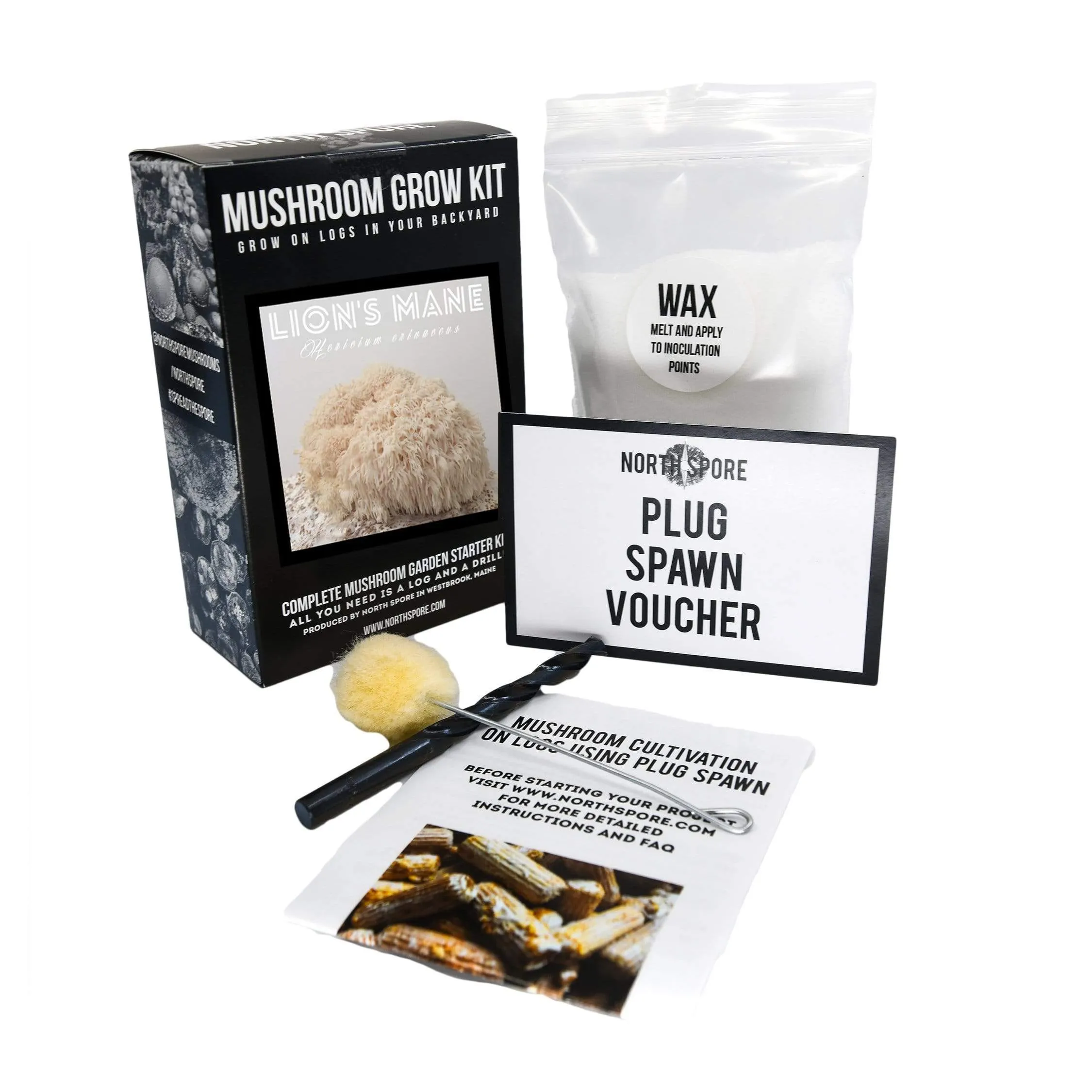 Organic Lion's Mane Mushroom Outdoor Log Growing Kit