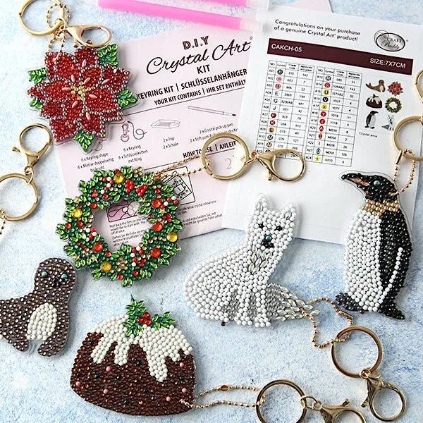 "Festive Classics" Crystal Art Keyrings Set of 6