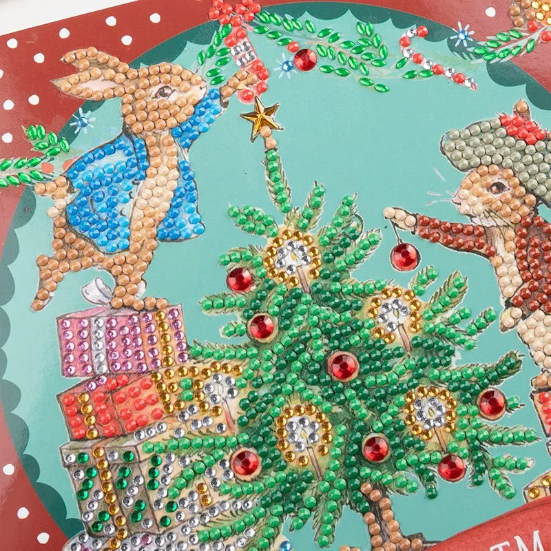 "Hoppy Christmas" Peter Rabbit Crystal Art Card 18x18cm