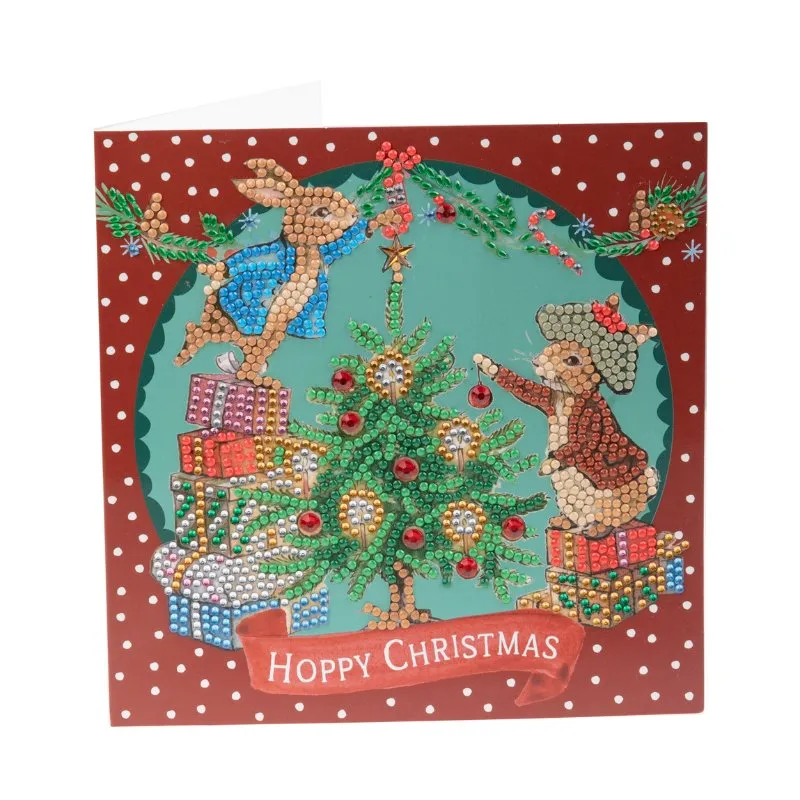 "Hoppy Christmas" Peter Rabbit Crystal Art Card 18x18cm