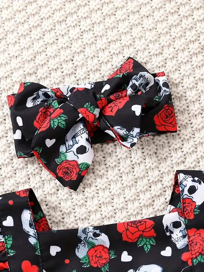 Rosy Rebel: Baby Girl Skull and Rose Ensemble