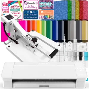 Silhouette White Cameo 4 w/ 15" x 15" White Slide Out Heat Press Bundle