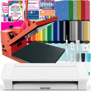 Silhouette White Cameo 4 w/ Swing Design 15" x 15" Coral Heat Press Bundle