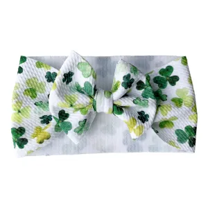 St. Patricks Day Headwrap Baby Bow, Shamrock Baby Bow